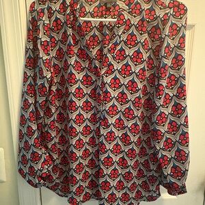 The Limited Red and Black Poppy 3/4 Long Sleeve Blouse